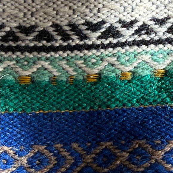 New Handmade Wool Blend Drawstring Blanket Bag Purse Dove Olive Branch 15x15 - Picture 12 of 13